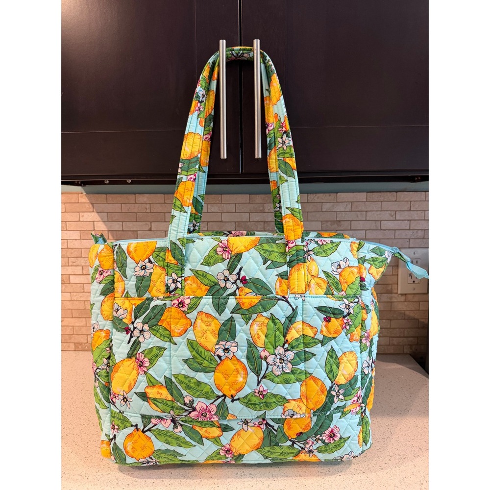 Vera Bradley Quilted Lemon Grove Floral Tote Shoulder Bag